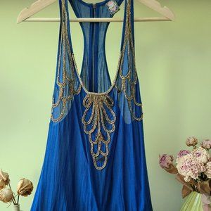 Blue Tunic/Mini Dress with Beading